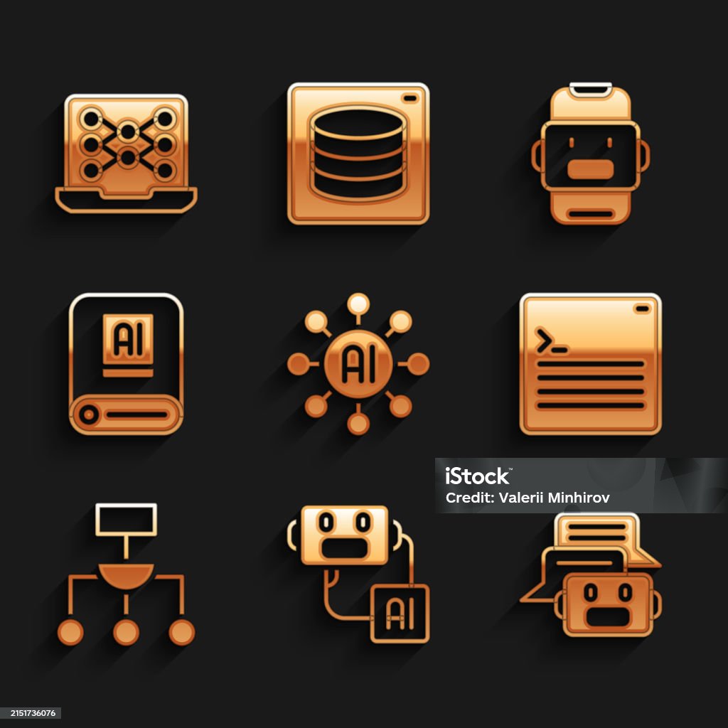 Set Neural Network Artificial Intelligence Robot Chat Web Developer ...