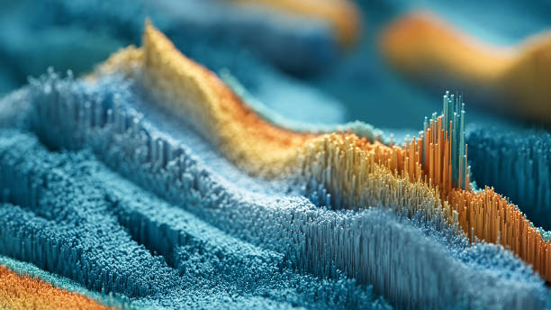 digital analytics - blue, orange, yellow - technology, big data, forecasting - medir imagens e fotografias de stock