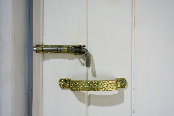 istock Door handle and lock on wood door 2151740751