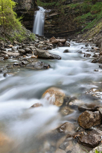 The cascade waterfall of Diesbach in Betschwanden, Canton Glarus, Switezrland