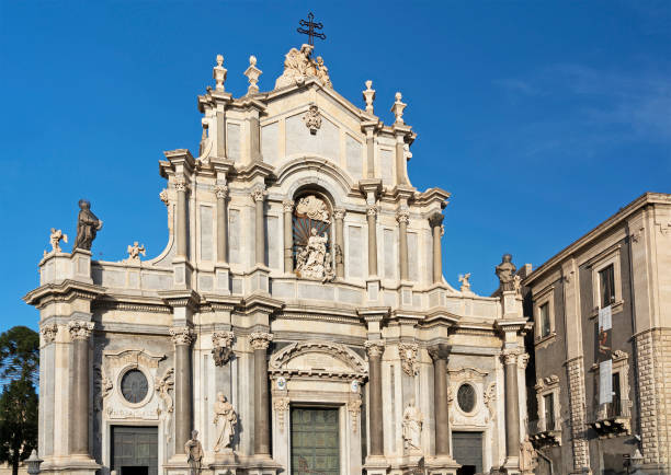Catania, Sicily, Italy - April 26 2024: Saint Agatha Cathedral of Catania architectural view.