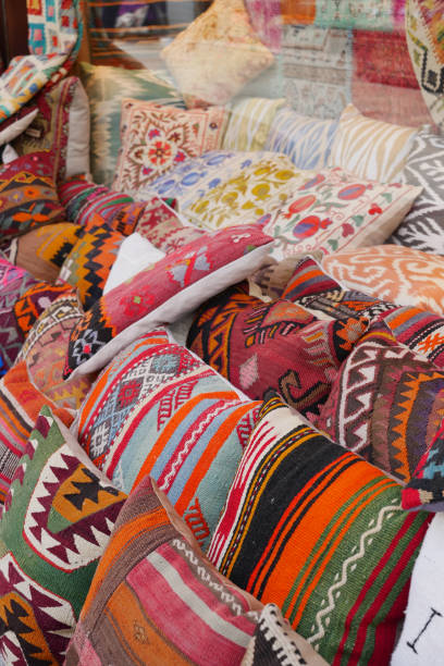 istock Colourful cushions on display for sale in a traditional Turkish Bazaar. 2151751097