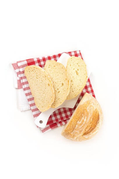 istock Fresh slice of bread on a white background for breakfast. 2151753920