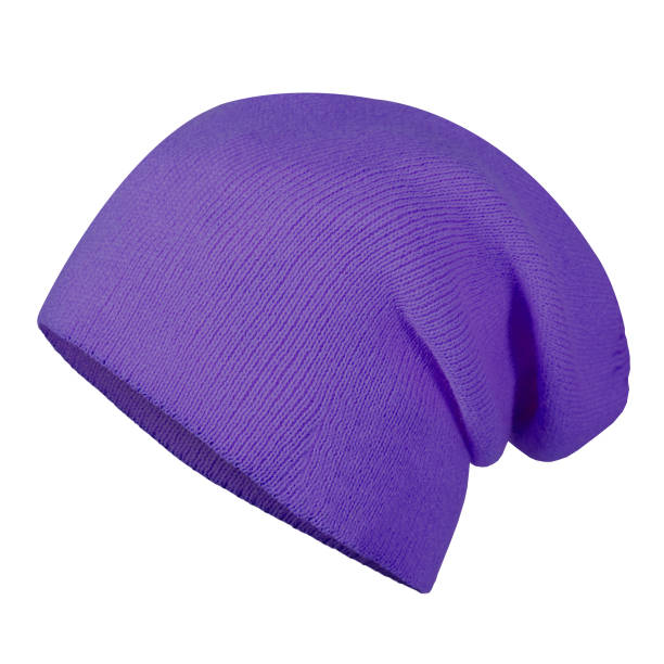 Violet  winter autumn hat cap on invisible mannequin isolated on white