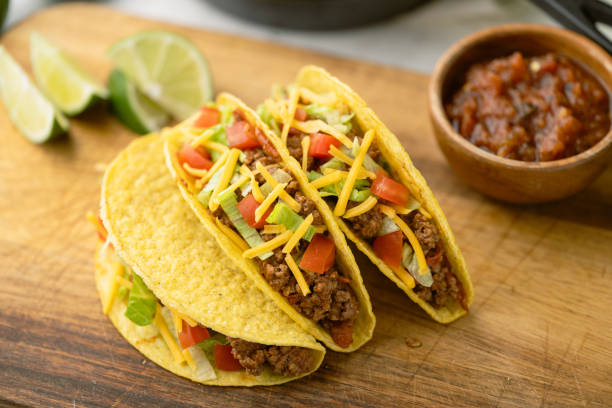 istock yellow hard shell tacos  on cutting board 2151758897