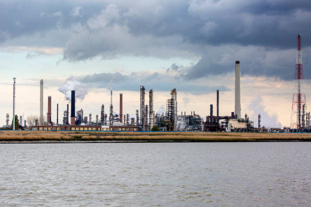 Port of Antwerp - large refinery - Scheldt river