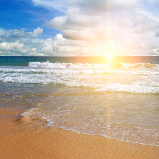 istock Sea and bright sun on blue sky . 2151761120