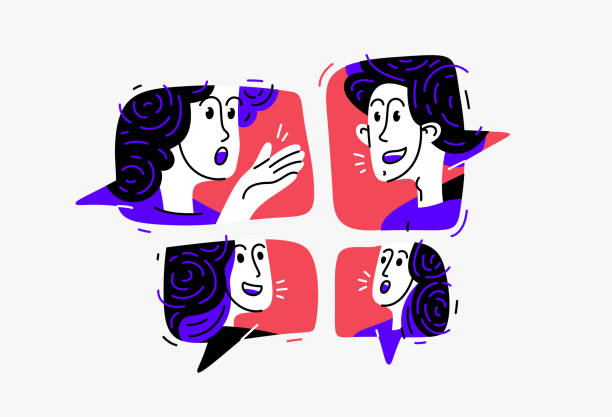 istock Group of young people having a video conference online, vector illustration of online conversation and brainstorming, business and work or webinar. 2151764812