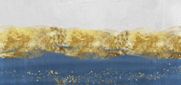 istock 3d drawing abstract marble art wallpaper for wall decor. Resin geode functional, watercolor geode painting. golden, blue, white, and gray background 2151766769