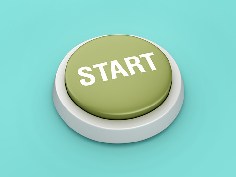 Start Push Button - Colored Background - 3D Rendering