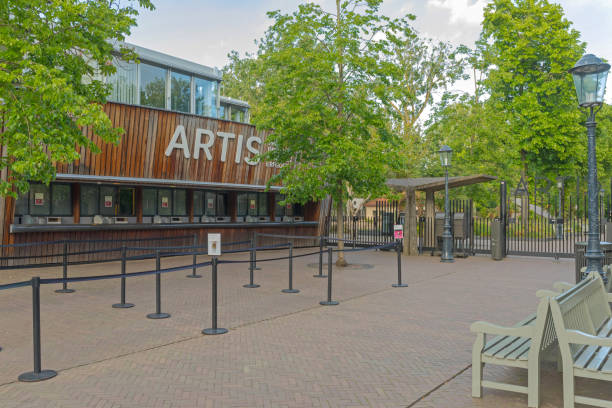 Amsterdam, Netherlands - May 17, 2018: Ticket Office in Front of Main Entrance to Artis Zoo Park and Garden at Plantage.