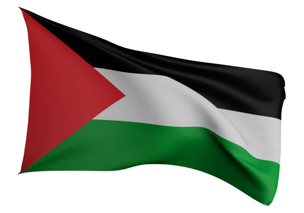 Waving flag of Palestine isolated over white background.. 3d illustration.