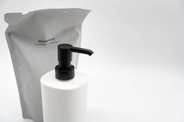 istock Plastic packaging for refill pouch and Plastic pump bottle in isolated background. Zero waste. Reuse reduce recycle concept. Refillable reusable personalised pump dispenser bottles. 2151817557