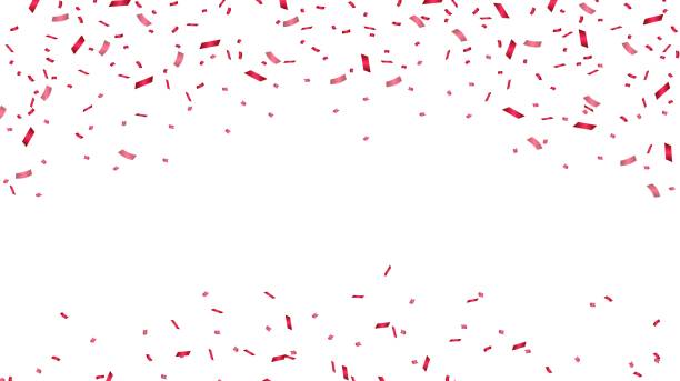 istock Falling shiny red confetti design. Celebration background template with red ribbon decoration. Vector 2151818544