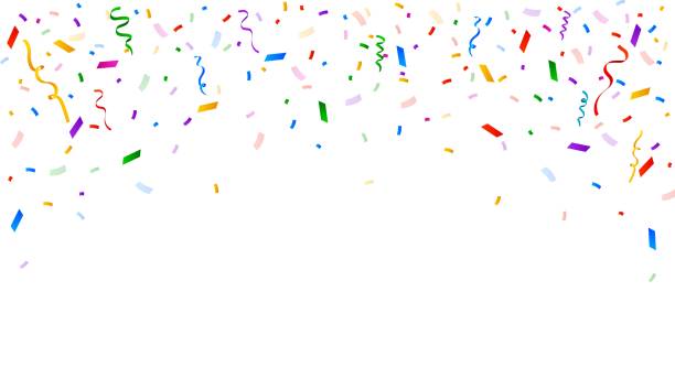istock Falling colorful confetti design. Celebration background template with colorful ribbon decoration. Vector 2151818566