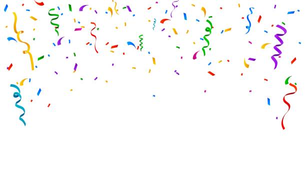 istock Colorful confetti festival decoration. Celebration ribbon element. Festive confetti design template. Vector 2151818612