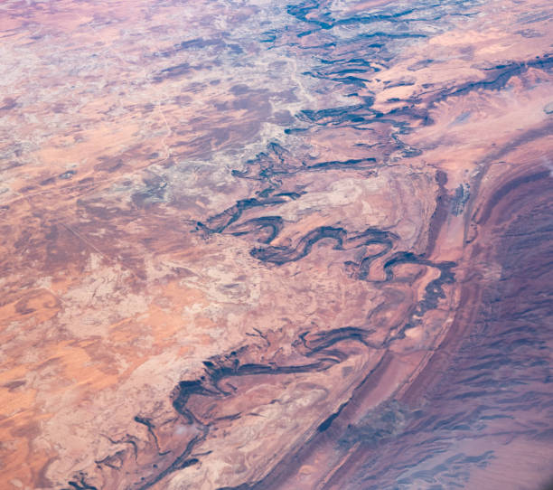 istock Sinuous desert river in the US southwest seen from the air. 2151823056
