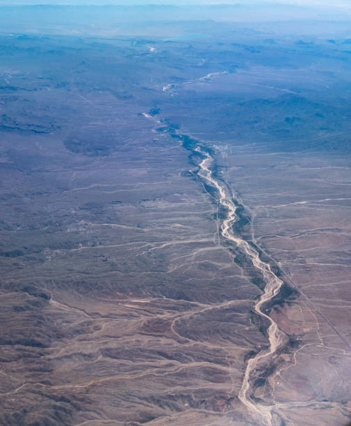 istock Sinuous desert river in the US southwest seen from the air. 2151823076