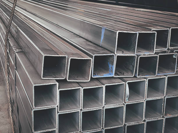 istock Square steel pipe for building materials It is a cold-formed structural steel used for transporting large construction products. 2151826337