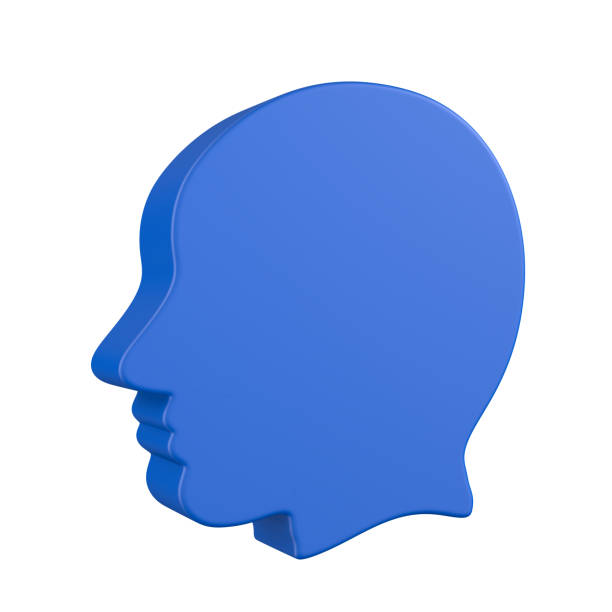 Blue head on white background. Isolated 3D illustration