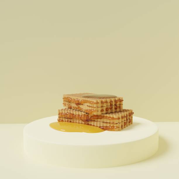 istock Mockup 3D background white podium with honeycomb for product presentation 2151829721