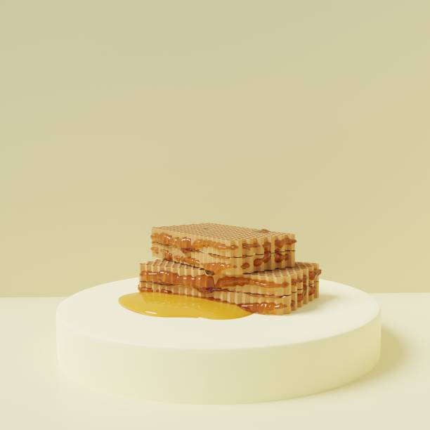 istock Mockup 3D background white podium with honeycomb for product presentation 2151829723