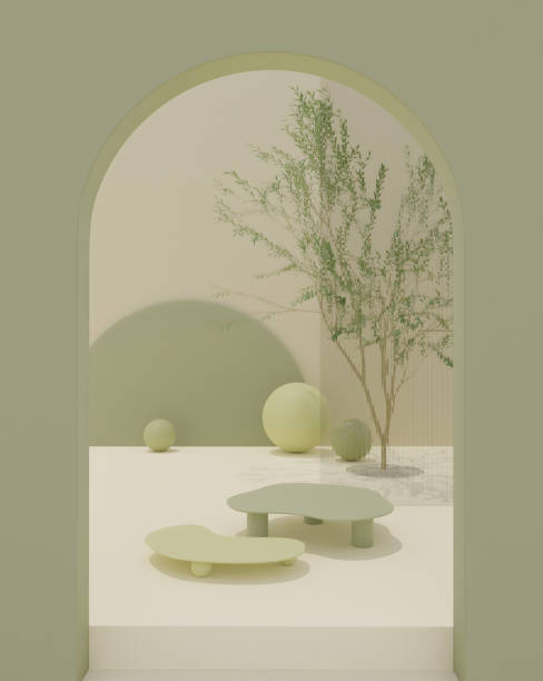 istock Premium 3D | Abstract minimalistic with empty podium set against a backdrop for product demonstration 2151830098