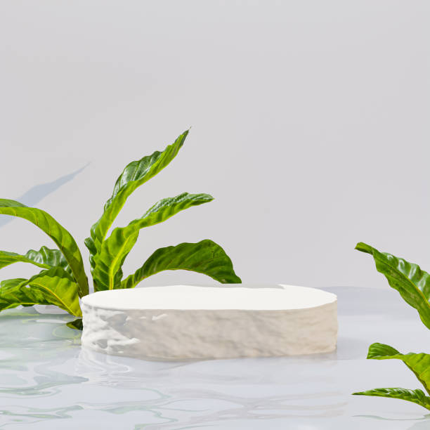 istock Premium 3D | Abstract minimalistic with empty podium set against a backdrop of showcasing natural goods for product demonstration 2151830537