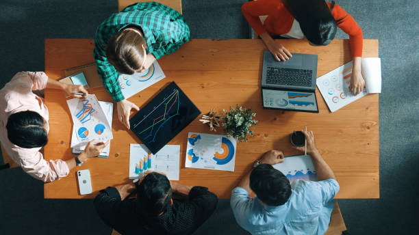 istock Top down view of smart business woman explain and present chart. Convocation. 2151832079