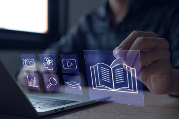 istock e-learning education internet lessons and online webinars Online lessons on digital screens educational internet technology concept 2151834681