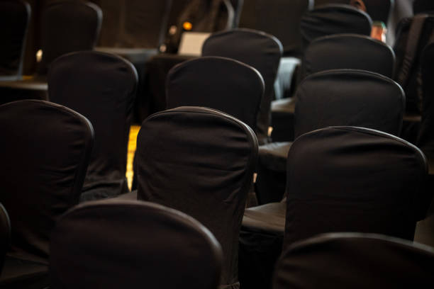 istock Rows of black banquet chair. 2151836671