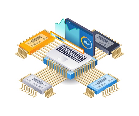 Vga Technology Analysis Of Computer Vga Speed Technology Infographics Flat Isometric ...