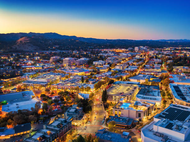 Walnut Creek Downtown Aerial At Dusk
