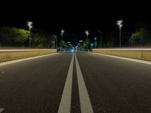 Deserted road in the dark night