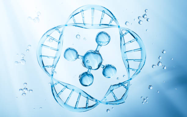 istock Circular DNA and molecular structure, skincare and biomedical concept, 3d rendering. 2151849803
