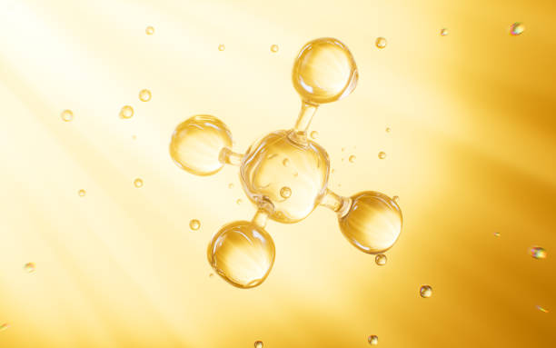 istock Golden molecular structure, skincare and biomedical concept, 3d rendering. 2151850405