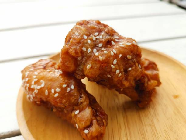 Fried chicken on white table Korean food
