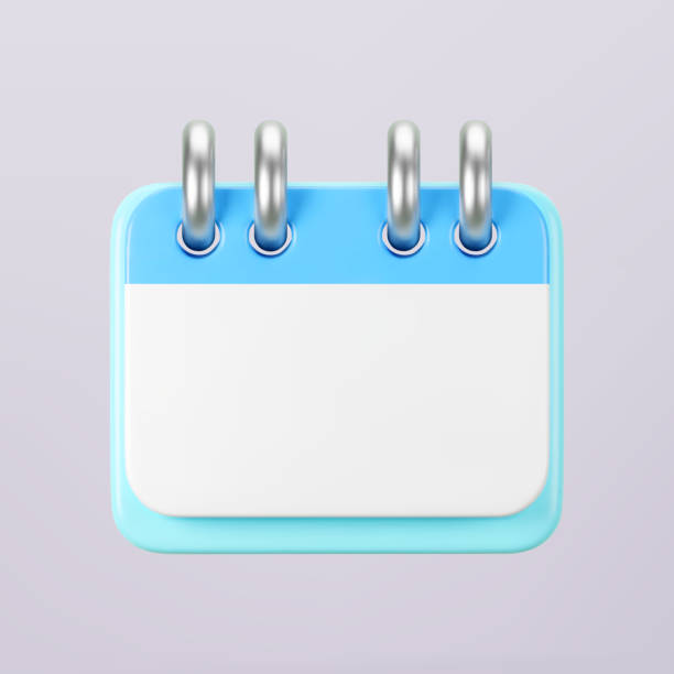 istock 3d blue calendar icon isolated. Render of daily wedding event schedule planner, valentine's day, birthday. Menstrual calendar for control women cycle. 3d cartoon simple vector illustration 2151859631