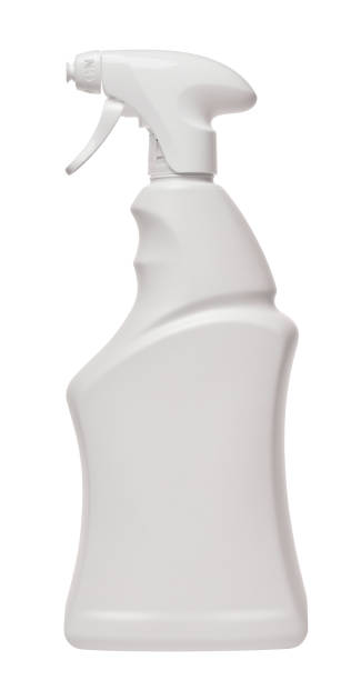 istock White plastic bottle with spray on an isolated background, container for household chemicals 2151865083