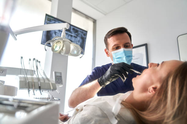 Woman having visit at dentist