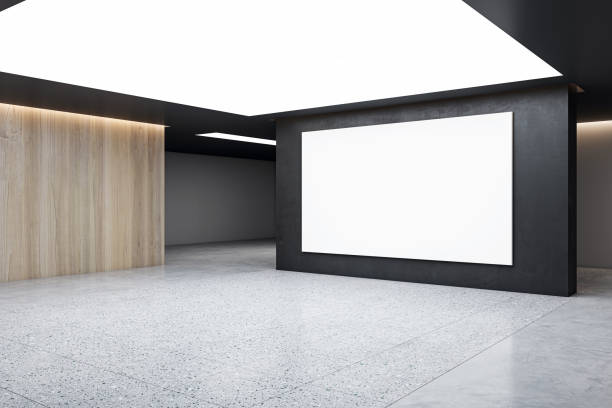 istock An empty poster on a wall in a modern gallery space with wooden and concrete textures, designed for art presentation. 3D Rendering 2151876611