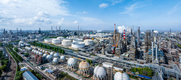 istock Oil refinery industrial area background 2151876909