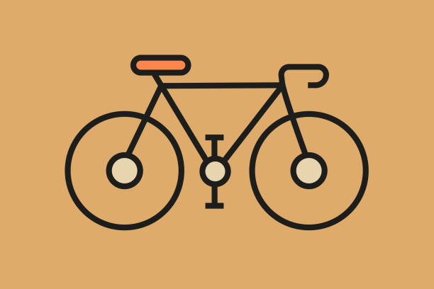 istock Single silhouette bicycle icon isolated on yellow color background. Vector illustration in flat style for web design, banner, flyer, invitation, card. 2151877238