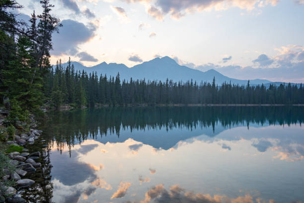 istock Sunset at Beauvert Lake Jasper Fairmont golf course 2151878128