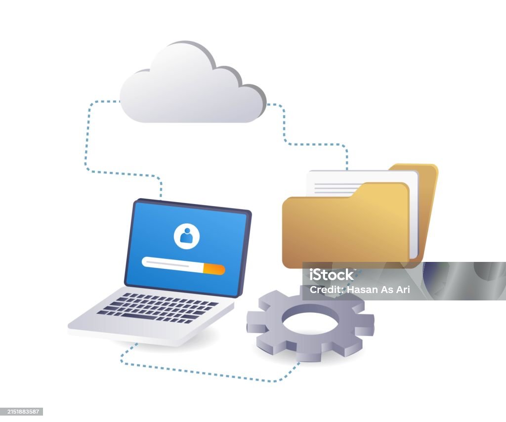 Cloud Server Data Storage Process Folder Technology Infographic Flat ...