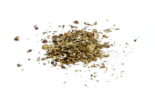 istock Dried Green Herbs Piled on a White Background for Culinary Use 2151888294