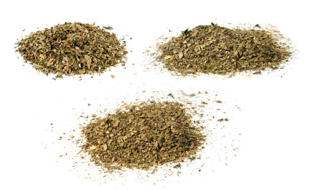 istock Dried Green Herbs Piled on a White Background for Culinary Use 2151888297