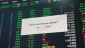 Stock Trader Is Making Decision On Dialog Box On Computer Screen Using ...