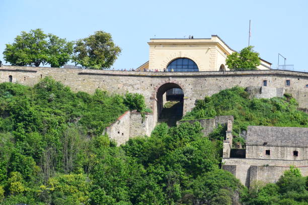 Koblenz, Germany - 04/30/2024: Festung Ehrenbreitstein, lift gate