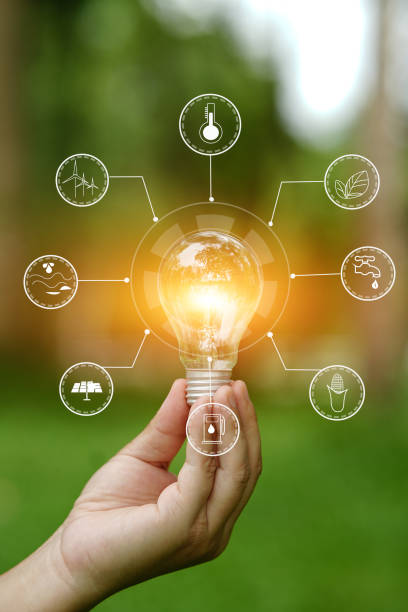 istock Light bulb Energy saving green nature background 2151896744
